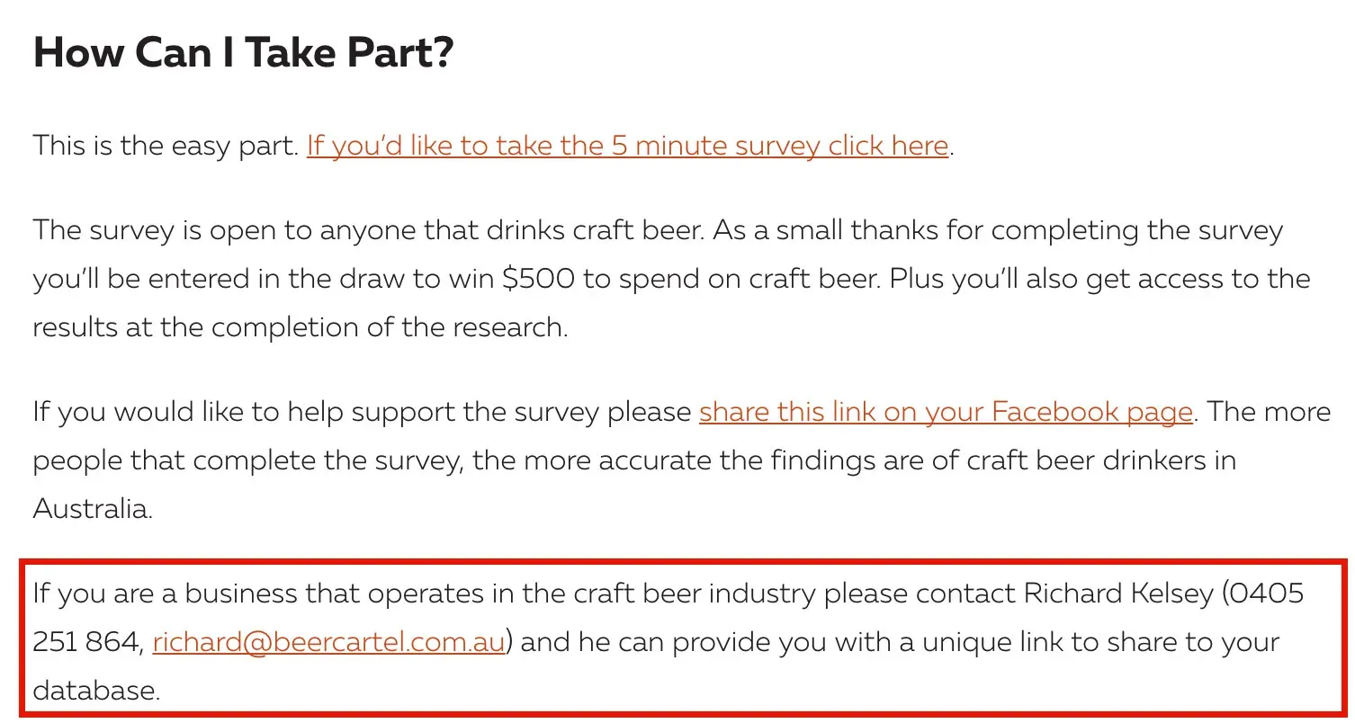 Screenshot showing how you can contact beardbrand