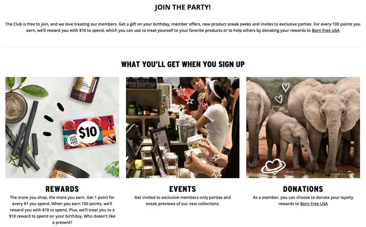 Customer loyalty email from the Body Shop.